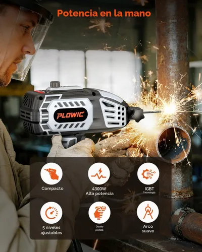 Miniatura 2 de Máquina de soldadura portátil de 110 V, soldador de mano portátil con inversor IGBT 5 ajustes de corriente variable, pistola soldadora eléctrica
