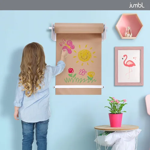 Miniatura 3 de Jumbl Dispensador de papel kraft montado en la pared de 8 pulgadas Rollo de papel colgante con cortador para cocina, sala de bricolaje, oficina