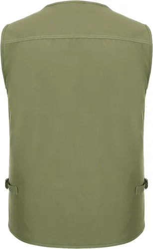 Miniatura 4 de Chaleco de viaje casual Safari para hombre, 16 bolsillos, chaleco de trabajo al aire libre, chaqueta sin mangas, chaqueta de pesca, senderismo