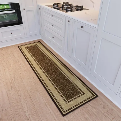 Ottomanson Alfombra de pasillo de 1 pies 10 pulgadas x 6 pies, alfombra de cocina con parte trasera de goma antideslizante para área del fregadero,