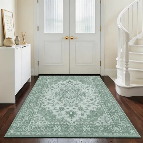 Miniatura 90 de Ukeler - Alfombra rústica con diseño floral para sala, dormitorio, comedor, Country rústico, Azul (luxury blue)