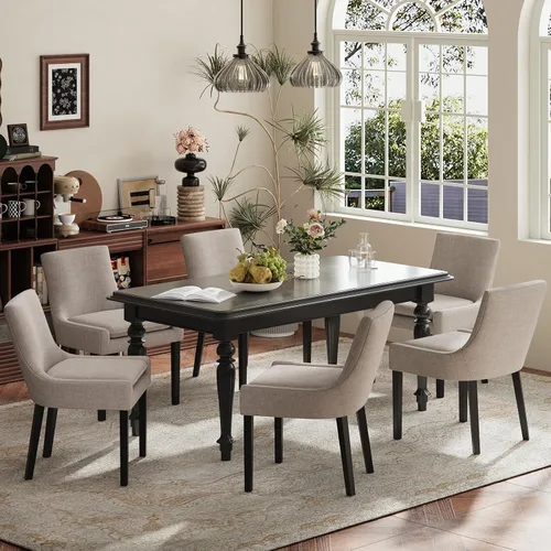 Miniatura 43 de MALOL Juego de 2 sillas de comedor tapizadas en corduroy con patas de madera, sillas de cocina laterales acolchadas de respaldo medio para comedor