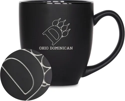 Miniatura 166 de Rico Industries - Taza de cerámica mate negra con grabado láser estándar de 15oz para NCAA (escuelas T & U) - Para bebidas calientes o frías