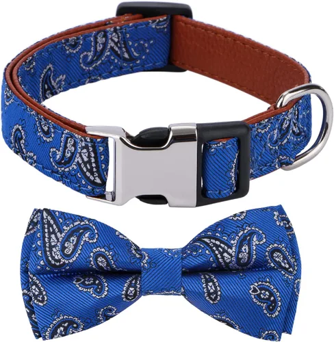 Miniatura 12 de Collar de Perro con Pajarita Patrón a Cuadros Azul Cielo con Pajarita para Perros Niño Niña Mediano C1_Checkered_Azul cielo