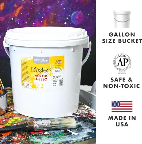 Miniatura 2 de Handy Art Little Masters White Gesso, 1 galón (128 oz) a granel, imprimación acrílica para lienzo, madera y más, fabricado en Estados Unidos, AP