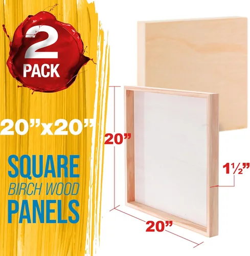 Miniatura 2 de U.S. Art Supply Paneles de madera acunados sin terminar de 20 x 20 pulgadas para pintura, galería de 1-1/2 pulgadas de profundidad (paquete de 2)