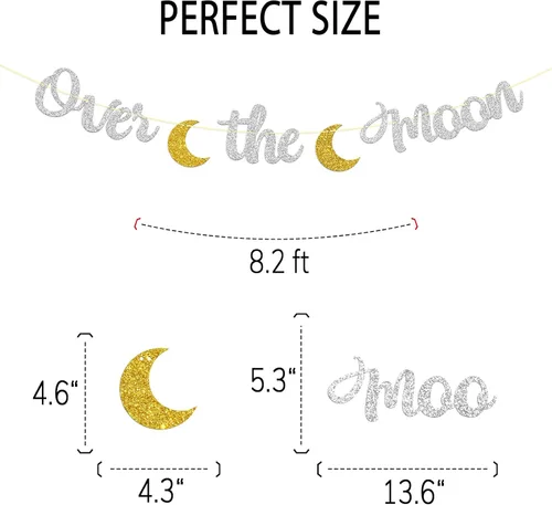 Miniatura 2 de Dill-Dall Cartel sobre la luna, decoración de banderines para fiesta de baby shower, suministros de decoración de amor hasta la luna y espalda