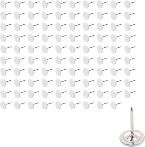 Miniatura 15 de 100 tachuelas de tapicería de cabeza plana, decoración de muebles para el hogar, clavos de tapicería, tachuelas para pulgar, tono plateado