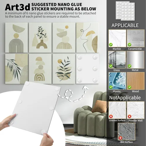 Miniatura 6 de Art3d paneles insonorizantes para pared 48"x32", paquete de 8 paneles acústicos de pared con arte, paneles de pared decorativos y absorbentes