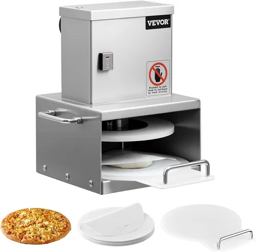 VEVOR Máquina eléctrica de prensa de masa de pizza, placa de prensa de pastelería de pizza de 6 pulgadas, prensa de pan de acero inoxidable, máquina