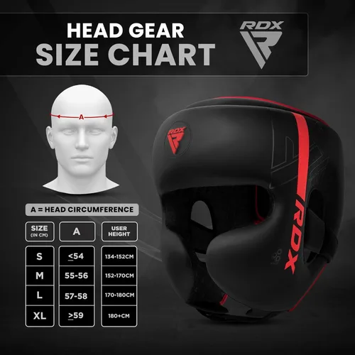 Miniatura 4 de RDX Casco de boxeo, entrenamiento de MMA, Kara acolchado ajustable, casco de Muay Thai, Kickboxing, Sparring, Artes Marciales, Karate, casco de Rojo