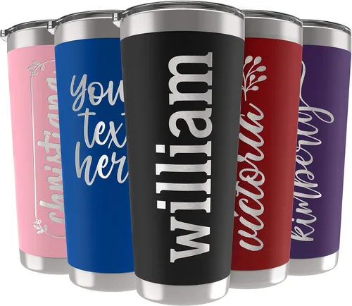 Miniatura 20 de Vasos personalizados, vaso de acero inoxidable de 20 onzas con tapa 13 diseños diferentes Tazas personalizadas de pared doble aisladas para café