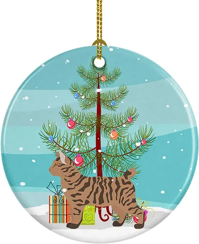 Miniatura 118 de Caroline's Treasures Adorno de cerámica con texto en inglés "Merry Christmas" para colgar en el árbol de Navidad, decoración para el hogar, Navidad