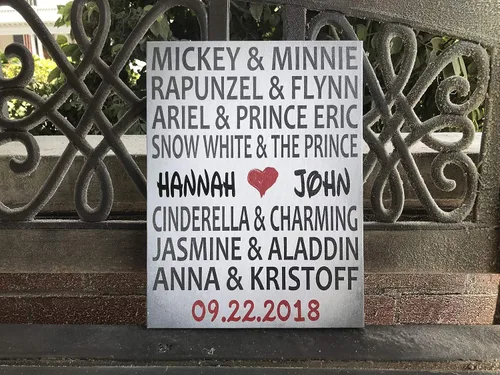 Miniatura 8 de Cartel personalizado con temática de Disney, regalo de boda, lienzo personalizado, parejas de Disney, personalizado para novia y novio, gran regalo