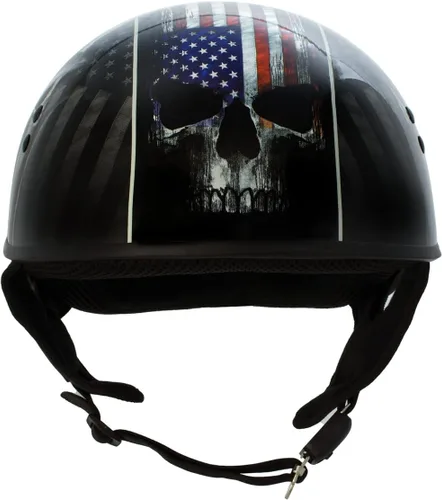 Miniatura 8 de Hot Leathers HLD1042 Casco de calavera con diseño de bala de guerrero negro brillante avanzado aprobado por DOT