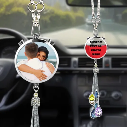 Miniatura 12 de Accesorios de coche colgantes de cristal con foto personalizada para mujeres y hombres, imágenes personalizadas para espejo retrovisor del Style 17