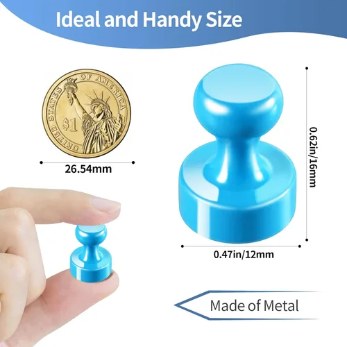 Miniatura 2 de Paquete de 24 Imanes de Chinchetas de Empuje Coloridos 6 Colores Surtidos Imán de Oficina para Pizarra Blanca Pequeñas Chinchetas Magnéticas