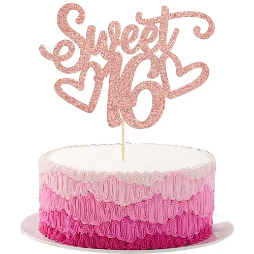 Miniatura 30 de Gyufise 1 Pieza Dulce Adolescente 16 Decoración para Pastel con Purpurina Palillo de Pastel de 16 Cumpleaños para Brindis por 16 Años de Edad