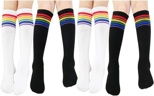 Miniatura 8 de TOCONFFON Calcetines de tubo hasta la rodilla para niños, niñas y adolescentes, calcetines deportivos de algodón para la escuela de fútbol, uniforme