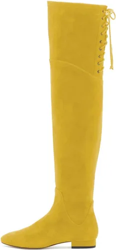 Miniatura 4 de YDN Botas de tacón alto y bajo con cordones para mujer, con puntera cerrada, botas largas, talla 4-15
