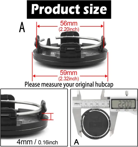 Miniatura 3 de 4 piezas de tapas centrales de 59 mm / 2.32 pulgadas para Hyundai Benz, reemplazo de llanta 52960-38300 52960-3K210 52960-3K250