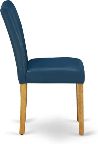 Miniatura 6 de East West Furniture ABP4T55 Abbott Parson - Juego de 2 sillas de comedor acolchadas de piel sintética azul oasis, color roble