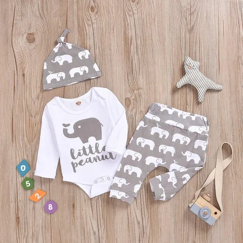 Miniatura 8 de Conjunto de ropa para bebés recién nacidos, mameluco, pantalones, sombrero, 3 piezas