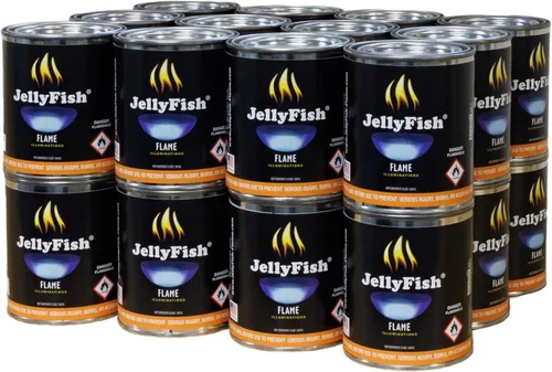 Real JellyFish Flame Premium Gel Fuel 24 latas para interiores o exteriores, fabricadas en Estados Unidos, 13 onzas