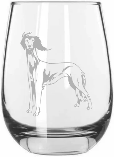 Miniatura 360 de Sakhalin Husky Dog - Copa de vino grabada personalizada de 15.25 onzas sin tallo