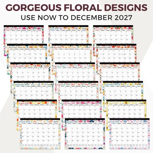 Miniatura 3 de CRANBURY Calendario de escritorio grande 2025 de 22 x 17 pulgadas (floral), uso como calendario de escritorio grande o planificador de pared