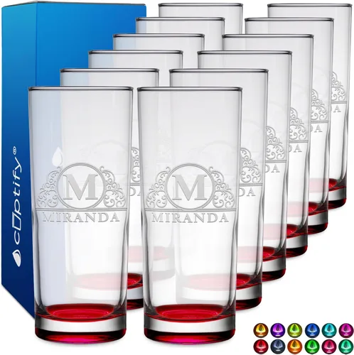 Miniatura 18 de Highball personalizado de 10.5 onzas con fondo negro, vaso Collins alto personalizado, cóctel de bebida mixta recta, inicial con nombre de regalo