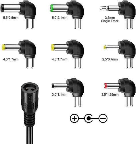 Miniatura 2 de SoulBay Fuente de alimentación universal AC a DC 3V 4.5V 5V 6V 7.5V 9V 12V Adaptador de corriente multivoltaje con 8 enchufes para centro negativo