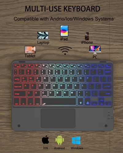 Miniatura 4 de Teclado Universal para Tableta con Funda de Touchpad para Tabletas de 9", 9.7", 10.1", 10.2", 10.5", 10.9", 11", Teclado Inalámbrico