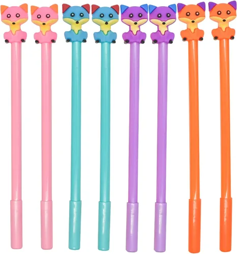 Miniatura 7 de 12 Uds Kawaii Fox Bolígrafos Novedad Animal Gel Pen Foxes Pen 0.020 in Tinta Negra Para La Escuela Casa Oficina Papelería Tienda