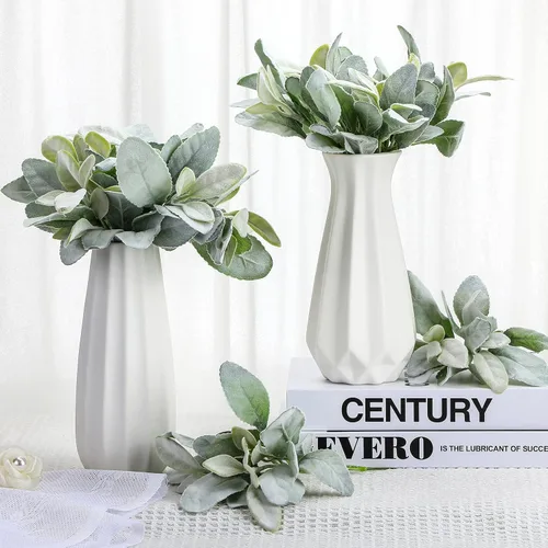 Miniatura 6 de Giegxin Guirnalda de tallos de orejas de cordero, 48 piezas, tallos de vegetación sintética a granel, decoración de corderos falsos, plantas