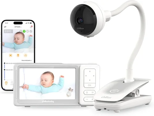 Miniatura 10 de CHILLAX DM600 Baby Mood Lite - Monitor inteligente para bebé con luz nocturna, sensor de temperatura, monitor de sueño con cámara HD, sonidos