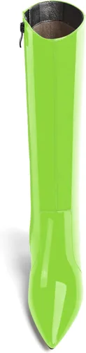 Miniatura 87 de AMBELIGHT Botas altas hasta la rodilla con cremallera y puntera puntiaguda para mujer, de patente sólida, tacón alto, 3.3 pulgadas