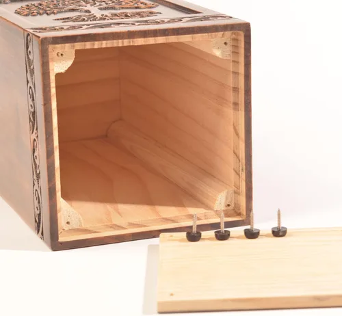 Miniatura 4 de Urna grabada de madera hecha a mano para cenizas humanas, 250 libras, adulto masculino femenino, bolsa de satén, árbol de la vida, urnas