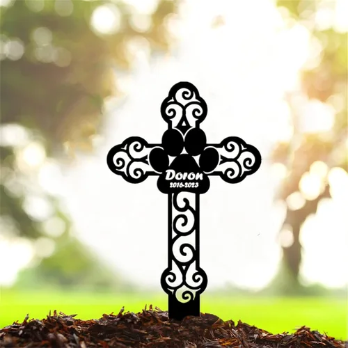 Miniatura 8 de Marcador de metal para tumbas para mascotas, nombre personalizado, estaca de jardín, perro, conmemorativo, alas de ángel, marcador de tumba, hueso