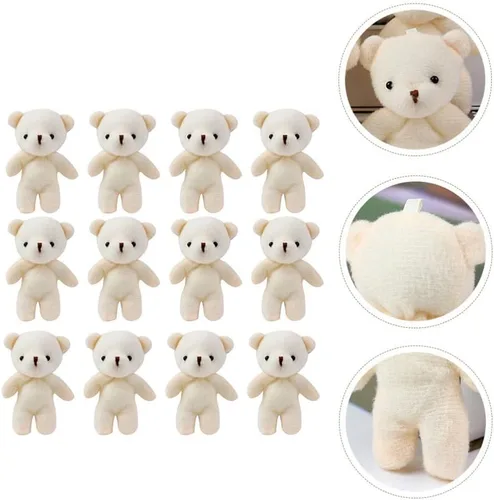 Miniatura 8 de Paquete de 12 mini colgantes de oso adorables osos pequeños para llaveros, mochilas, bolsos, manualidades, figuras de oso ligeras y portátiles