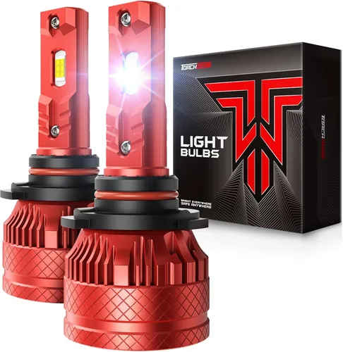 Torchbeam Bombilla T6S 9005/HB3, 1000% de alto brillo, 6500K blanco frío 9005 bombillas Powersport con ventilador de enfriamiento, luces antiniebla