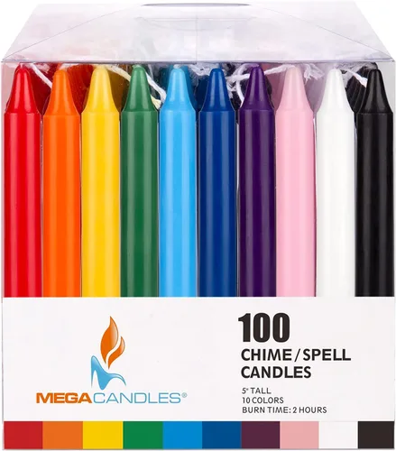 Miniatura 3 de Mega Candles 100 mini velas cónicas sin perfume de colores surtidos, 5 pulgadas de alto x 1/2 pulgada de diámetro, campanadas de fundición