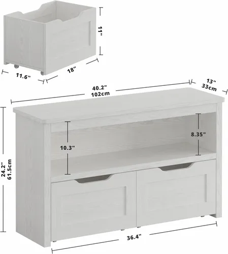 Miniatura 3 de IRONCK Organizador de almacenamiento de juguetes con cajones, caja de juguetes de piso con ruedas y estante abierto, baúl de almacenamiento