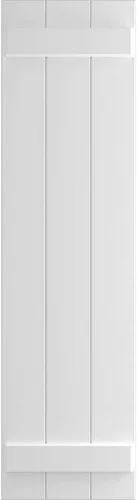Miniatura 5 de Ekena Millwork 16 1/8 pulgadas de ancho x 67 pulgadas de alto, contraventanas de PVC de tres tablas unidas estilo Board-n-Batten, sin acabado