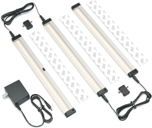 3 paneles de iluminación LED para debajo del gabinete EShine con sensor infrarrojo. Activación con movimiento de mano; brillante, fuerte y estable;