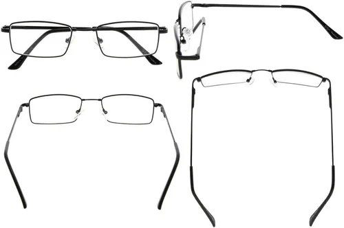 Miniatura 2 de Eyekepper Anteojos de lectura con bisagras de resorte con puente de titanio de memoria flexible para hombres y mujeres (negro, +0.50)