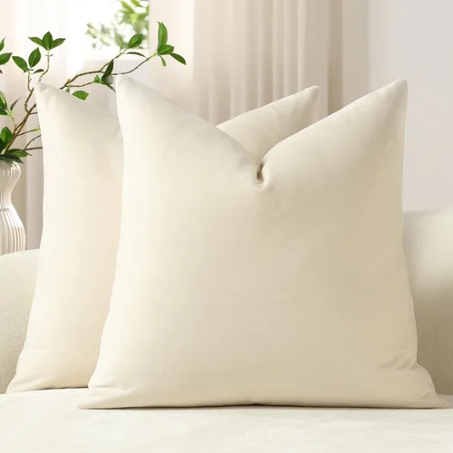 Miniatura 45 de Dezene - 2 fundas decorativas de terciopelo para almohada Hielo de vainilla