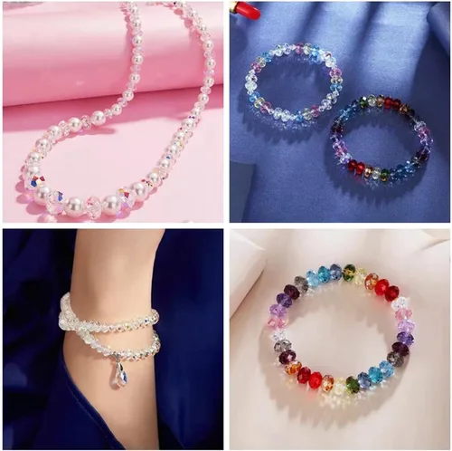 Miniatura 7 de Jmassyang Briolette Rondelle - Cuentas de cristal facetadas de 0.315 in para hacer joyas, pulseras, collares, aretes (negro, 250 unidades)