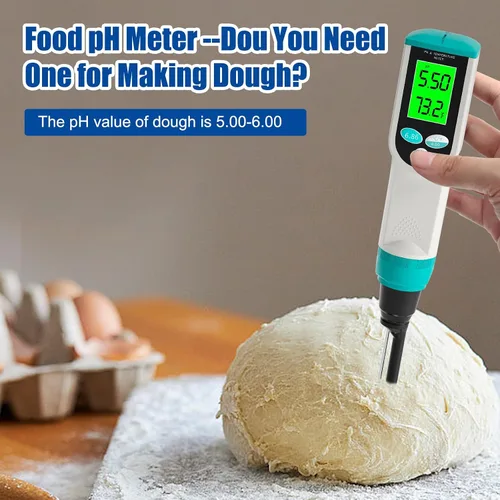 Miniatura 6 de Medidor de pH de alimentos, probador digital de pH impermeable con sonda de pH/temperatura de alta precisión, ideal para masa madre, queso, muestras