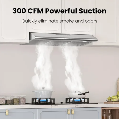 Miniatura 2 de FIREGAS Campana extractora debajo del gabinete de 36 pulgadas con conducto convertible con y sin conductos, campana extractora delgada para estufa